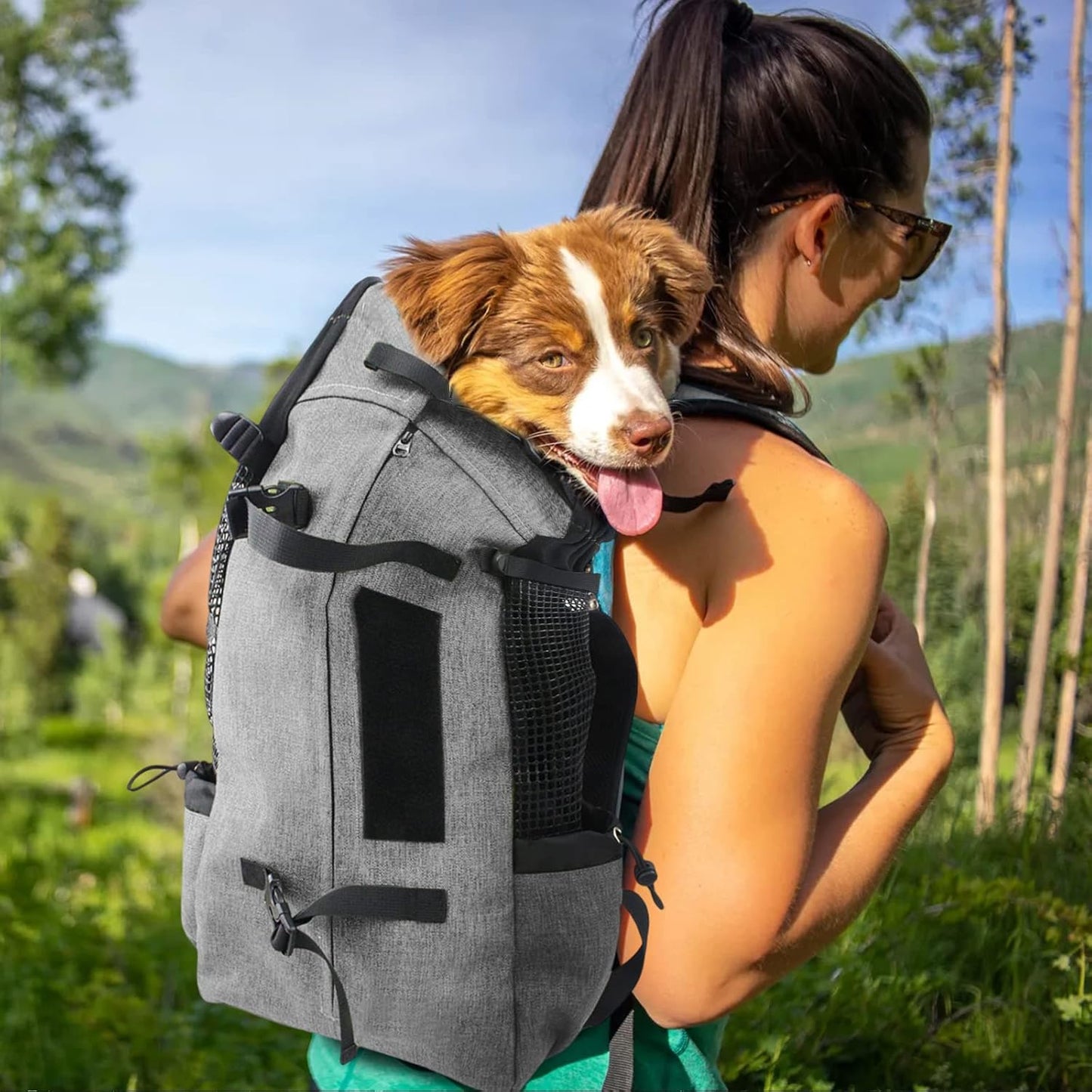 Dog Carrier Backpack Travel Bag Backpack for Dog Cat Breathable Pet Carrier Backpack with Comfortable Thick Shoulder Strap for Pet up to 10KG Gray