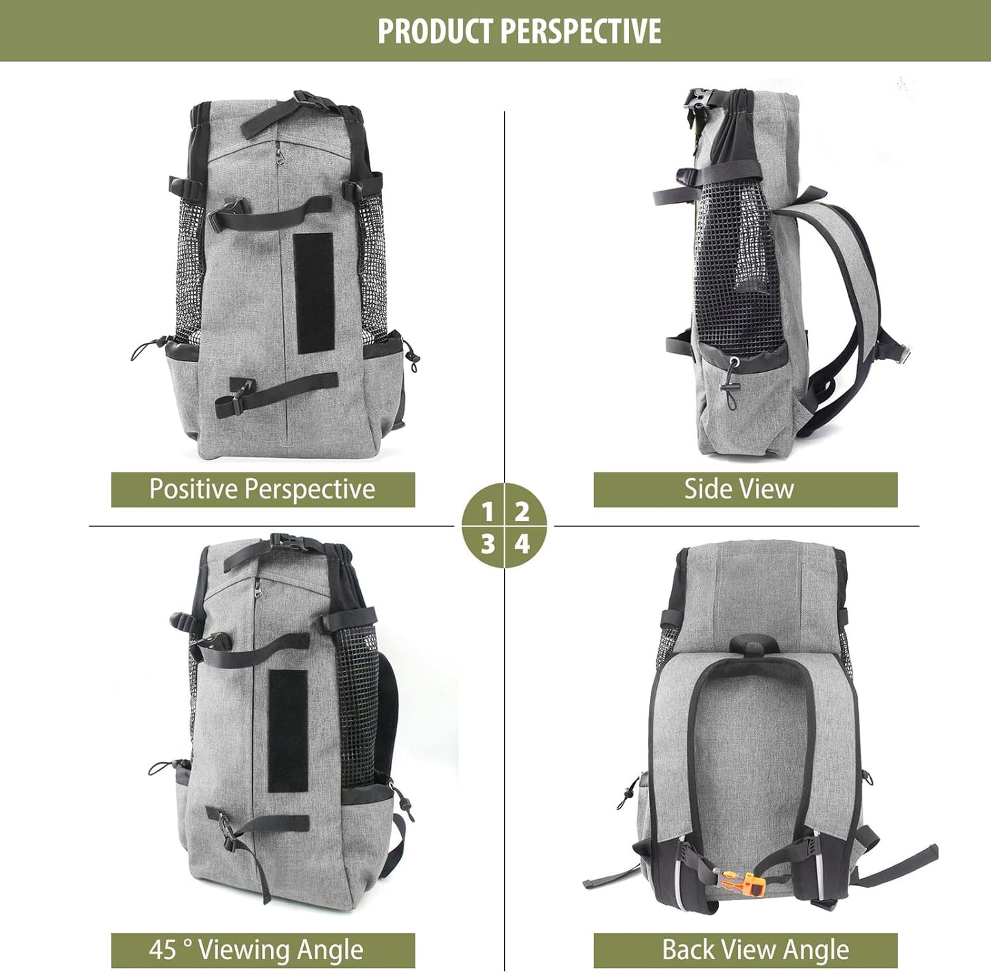 Dog Carrier Backpack Travel Bag Backpack for Dog Cat Breathable Pet Carrier Backpack with Comfortable Thick Shoulder Strap for Pet up to 10KG Gray