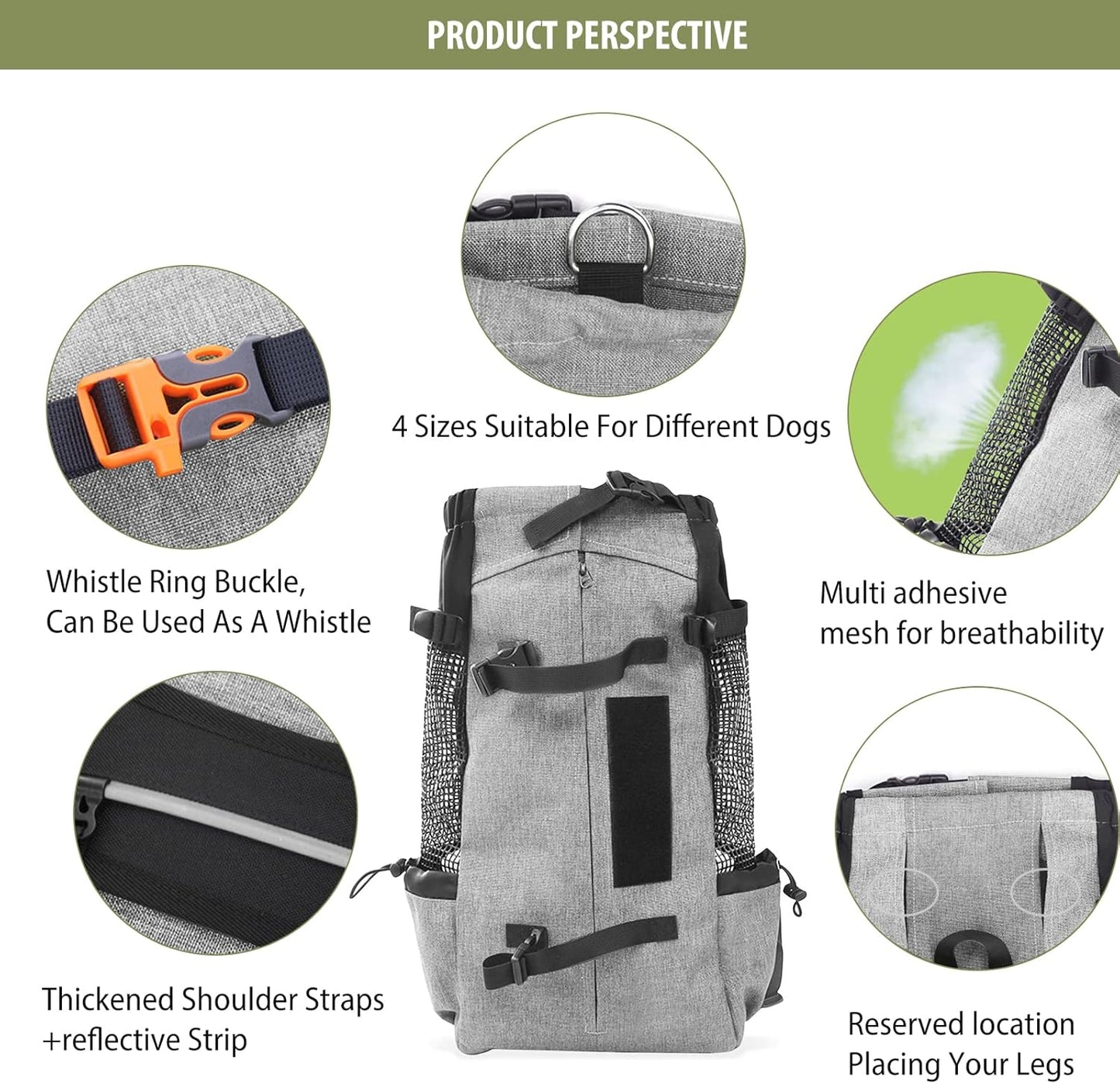Dog Carrier Backpack Travel Bag Backpack for Dog Cat Breathable Pet Carrier Backpack with Comfortable Thick Shoulder Strap for Pet up to 10KG Gray
