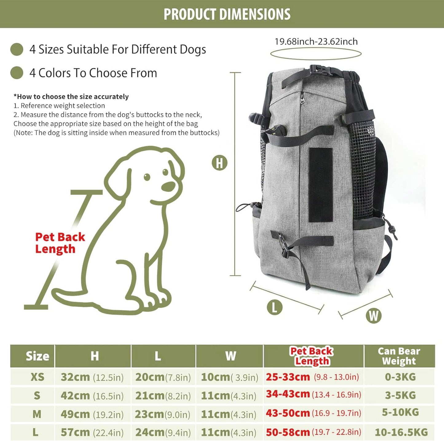 Dog Carrier Backpack Travel Bag Backpack for Dog Cat Breathable Pet Carrier Backpack with Comfortable Thick Shoulder Strap for Pet up to 10KG Gray