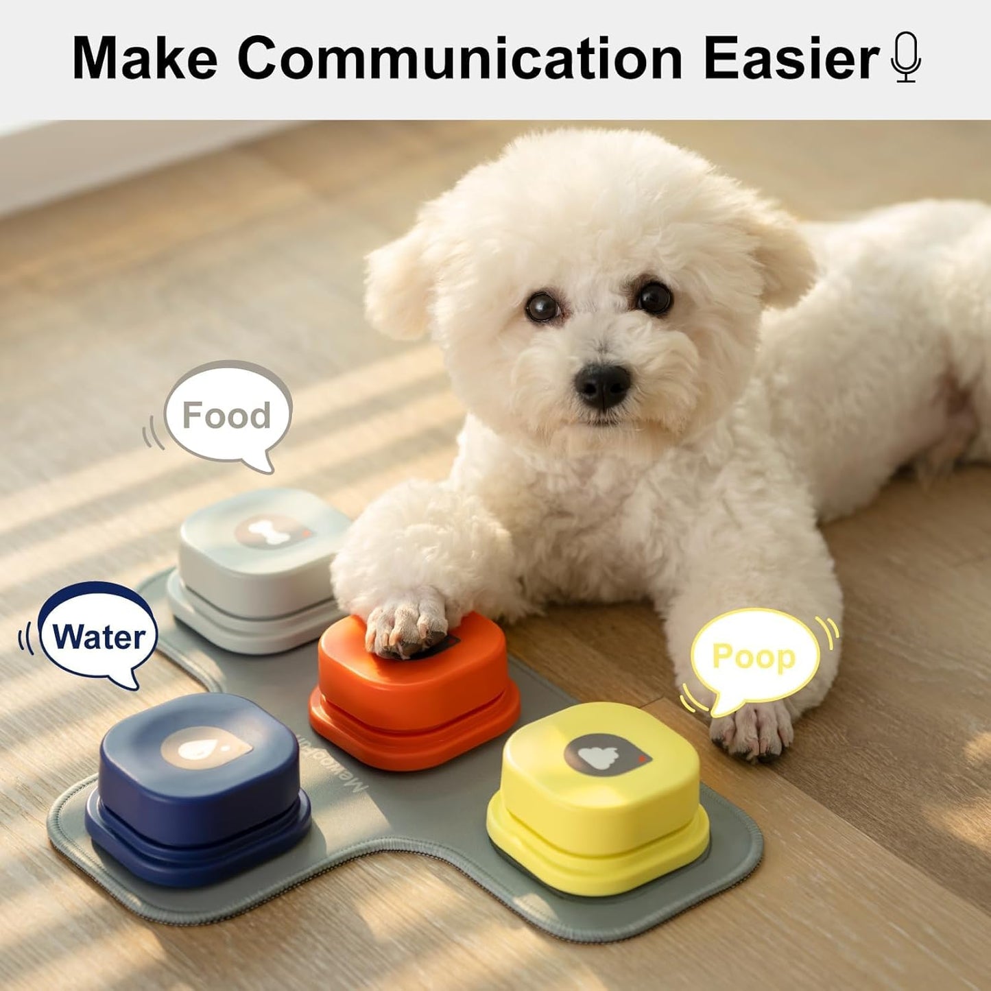 Dog Buttons Talk Training, Communication and Voice Recordable Dog Speaking Buttons for Dogs and Cats to Press - Dog Talking Buttons with Mat & DIY Stickers (4 Packs)