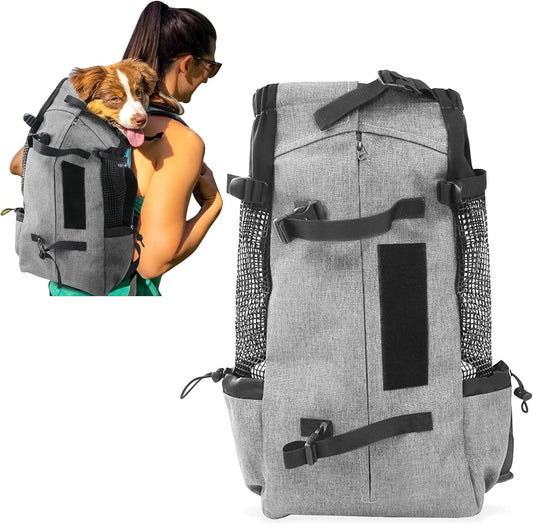 Dog Carrier Backpack Travel Bag Backpack for Dog Cat Breathable Pet Carrier Backpack with Comfortable Thick Shoulder Strap for Pet up to 10KG Gray
