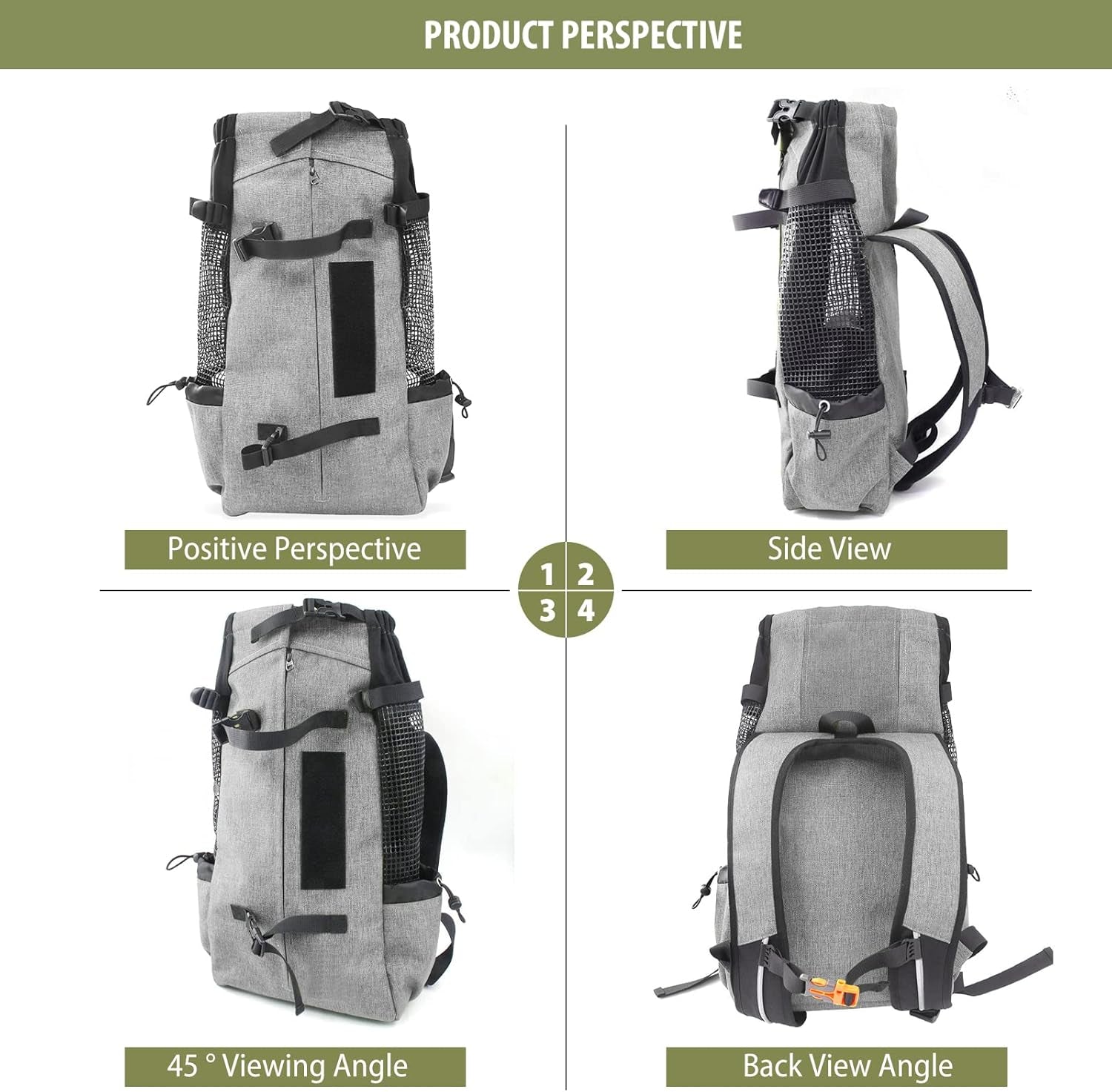 Dog Carrier Backpack Travel Bag Backpack for Dog Cat Breathable Pet Carrier Backpack with Comfortable Thick Shoulder Strap for Pet up to 10KG Gray